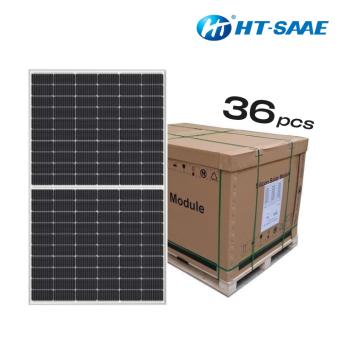 HT-SAAE Tier 1 Solarpanel Mono HalfCut 450Wp, 120 Zellen, Palette 36 Stück Weiß 