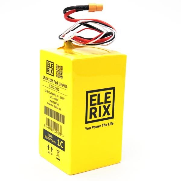 Faktor Shop  ELERIX Lithium-Batterie LiFePO4 12V 12Ah - Packung XT60